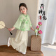 童森童馬A6177女童國風(fēng)夏季套裝2025新款秋款新中式漢服兩件套 綠色 110