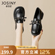 卓詩尼樂福鞋女2025春秋新款英倫風(fēng)女鞋子蝴蝶結(jié)小皮鞋女粗跟一腳蹬單鞋 黑色 39