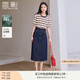 香影a字牛仔半身裙女2025夏裝新款梨形遮胯傘裙中長款藏青色裙子 藏青 S 155/80A/85-95斤