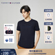 TOMMY HILFIGER【重工刺繡】夏男女平紋針織純棉潮流簽字體刺繡短袖上衣T恤02365 藏青色DW5 M (推薦：135-150斤)