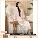 三彩【落花微雨】2025夏季新款新中式外套盤(pán)扣七分袖開(kāi)衫寬松C