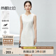 尚都比拉夏季時(shí)尚優(yōu)雅別致V領(lǐng)型遮副乳收腰無(wú)袖中款連衣裙女 奶白色 M 