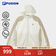 FILA FUSION斐樂潮牌梭織外套男2025夏新款拼色涼感連帽防曬上衣 雅灰-GY L 175/96A/L