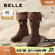 百麗（Belle）七夕禮物吳千語(yǔ)同款荒野來(lái)信西部靴女商場(chǎng)款絨面長(zhǎng)靴3QFC3DG5預(yù)售 深啡色 37