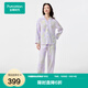 全棉時(shí)代（PurCotton）25春新款女士褶皺紗長(cháng)袖長(cháng)褲家居服套裝家居裙 浮光若絮 L (165)