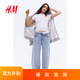 H&M女裝T恤2025夏季新款時(shí)尚修身短袖窄邊領(lǐng)口直筒下擺上衣1260556 白色 M 165/96