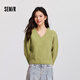 森馬（Semir）毛衣女冬季短款含羊毛破洞V領(lǐng)毛衫辣妹個(gè)性ins小個(gè)子101724107032