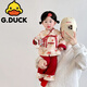 G.duck小黃鴨寶寶拜年服紅色套裝2025新款嬰兒喜慶年服上衣褲子唐裝禮服 紅色套裝-送包包 73cm 均碼