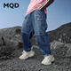 馬騎頓（MQD）男童秋季新款學(xué)院風(fēng)街潮大口袋工裝風(fēng)牛仔褲 中牛仔藍 140