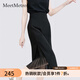 MeetMetro瑪依爾2025夏新款感名媛小香風(fēng)不規則開(kāi)叉半身裙女 黑色 M