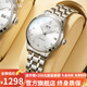 I&W CARNIVAL HWGUOJI瑞士品牌IW手表女進口機芯全自動機械表防水日歷鑲鉆女士腕表 銀白鋼帶|進口機芯|禮盒包裝