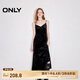 ONLY【七夕禮物】性感優(yōu)雅顯瘦吊帶中長裙絲絨連衣裙女|125107020 H1Z 黑色 L