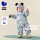 迷你巴拉【三防】巴拉羽絨連體衣嬰兒衣服寶寶萌趣爬服加厚2025秋冬新款 藍白色調00381-熊貓藍 【防水防油污】 90 cm 【充絨量81.9g】
