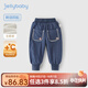 JELLYBABY女童加絨牛仔褲小童冬季加厚蝶結(jié)束腳褲兒童時(shí)髦抗菌冬裝寶寶長褲 牛仔藍(lán) 130cm