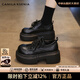 CAMILA KSENIA樂(lè )福鞋女夏季2025新款大頭黑色英倫風(fēng)小皮鞋厚底增高學(xué)院風(fēng)休閑鞋 黑色 36