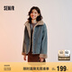 森馬（Semir）牛仔棉服女拼接毛領(lǐng)美式復(fù)古2024冬寬松毛邊夾克街頭109724108017