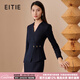 愛特愛（EITIE）氣質(zhì)V領(lǐng)修身短款顯瘦小西裝上衣通勤OL時尚冬新款簡約通勤6813504 深藍31 L 165