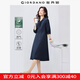 佐丹奴裙子女夏季新款萊賽爾綁帶中袖西裝領(lǐng)襯衫連衣裙女05465079 69深夜藍 XL