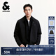 杰克·瓊斯（JACK&JONES）25年男裝秋季夾克男士拉鏈翻領(lǐng)短款外套男黑色針織休閑長(zhǎng)袖上衣 E43純黑色 S （170）