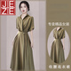 JEZE法式襯衫緞面連衣裙女2025年夏季新款感氣質(zhì)收腰長(cháng)裙女 綠色【z】 XL 115-125斤