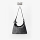 ECODAY明星同款麂皮編織包hobo包大容量托特包女單肩斜挎包女友生日禮物 You look tasty-B040F 灰色 大號