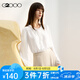 G2000【質(zhì)感色丁布】G2000女裝SS24商場新款光滑面料領(lǐng)帶休閑長袖襯衫 色丁布-雪白無領(lǐng)襯衫25寸 38