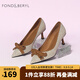 菲伯麗爾（FONDBERYL）單鞋春秋英倫高跟鞋一腳蹬蝴蝶結女鞋FB23111017 咖啡色 35 225mm