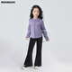 moonkids童裝女童衛衣套裝2026春秋新款兒童運動(dòng)服休閑秋裝外套褲子兩件套 兩件套【10153紫色運動(dòng)衣+18328黑色喇叭褲】 160 cm