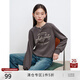 自巧小個(gè)子插肩袖簡(jiǎn)約印花圓領(lǐng)衛(wèi)衣女2024春秋新款韓版套頭上衣 巖灰色 XXS （1碼）