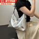 貞嘻托特包女包銀色包包女款2025年大容量百搭單肩包通勤包雙肩包背包 斜挎托特包【銀色大號】
