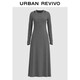 UR2025秋季新款女氣質(zhì)假兩件圓領(lǐng)修身連衣裙UWH750113