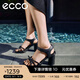 愛(ài)步（ECCO）涼鞋女 夏季百搭一字式扣帶女士?jī)?yōu)雅粗跟高跟鞋 雕塑233323 黑色23332301001 37