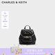 CHARLES&KEITH菱格大容量柔軟多用背包書包雙肩包包女包七夕禮物CK2-60151400 Black黑色 S