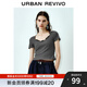 UR2025秋季新款女裝拼接吊帶蕾絲短款修身短袖T恤UWG450183 花灰 S