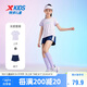 特步（XTEP）兒童童裝女童小中大童運動(dòng)短袖針織套裝 霧紗紫 160