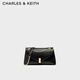 CHARLES&KEITH25冬新品簡(jiǎn)約柔軟信封包單肩腋下包女新年禮物送女友CK2-90271645 Black黑色 S