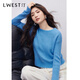 朗文斯?。↙.WEST）馬海毛針織衫女2025冬季新款簡(jiǎn)約純色顯瘦長(cháng)袖套頭上衣 蘭色 M