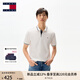 TOMMY JEANS【潮流鑲邊】25夏季男裝純棉珠地網(wǎng)眼商務(wù)翻領(lǐng)短袖T恤POLO20745 白色YBL L