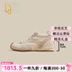 OLJ奢侈高端品牌增高休閑鞋女新款夏季網(wǎng)面透氣輕便軟底德訓阿甘鞋 米色內(nèi)增高-7厘米 37