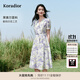 珂萊蒂爾2025年夏季新款茶歇印花天絲連衣裙女V領(lǐng)收腰飄逸中長裙 淡紫 M