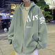 鵲笙連帽衛衣男春秋季2025新款港風(fēng)高街重磅潮流寬松休閑外套拉鏈開(kāi)衫 綠色【主圖款】 M 【建議80-105斤左右】