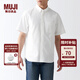 無(wú)印良品（MUJI） 男式 棉水洗牛津 紐扣領(lǐng)短袖襯衫 純棉全棉襯衣外套 ACC01C2S 白色 XS  (160/80A)