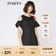 PORTS寶姿 新品女裝甜美荷葉邊裝飾提花連衣裙SA9D025GFQ036 黑色 M (6)