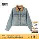 森馬（Semir）森柔牛仔|牛仔外套女短款翻領(lǐng)做舊衣服秋復(fù)古夾克小個子街頭 牛仔中藍(lán)88201 XL