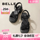百麗（Belle）滿鉆條帶繁星休閑涼鞋女商場款厚底涼鞋A9S2DBL4 黑色 36 (230mm)