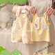 格素凡2025年夏季女小童新款可愛(ài)粉色碎花小兔背帶褲套裝公主女童薄款潮 昭昭黃色兩件套 80 適合身高70公分的寶寶
