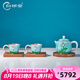 歸銀堂銀壺足銀999泡茶壺原創(chuàng)七寶燒荷花純銀茶具套裝景泰藍高端送禮 套裝 1壺2杯+證書+禮盒