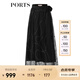 PORTS寶姿女士半身裙優(yōu)雅氣質(zhì)logo刺繡網(wǎng)紗系帶半裙SM8S024MLQ005 黑色 S (4)