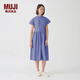無(wú)印良品 MUJI IDEE 女式 平紋 無(wú)袖連衣裙 女裝裙子夏季 GAD13C4S 藍紫色 L (165/88A)