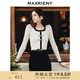 MAXRIENY國風(fēng)新中式撞色毛邊套頭針織衫早秋復古修身上衣女 黑 S 01